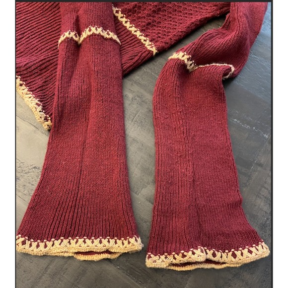 Rue21 Vintage 90's/Y2K Burgundy Hooded Bell Sleeve Sweater - Sz L - Picture 7 of 10